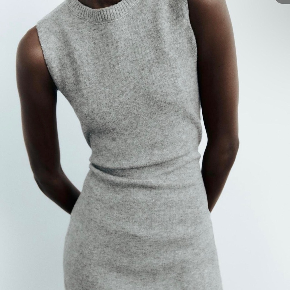 Zara Gray Sleeveless Sweater Mini Dress
